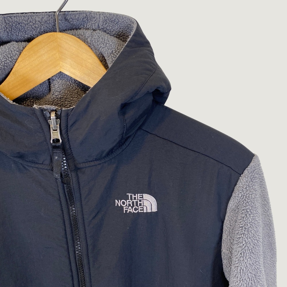 The North Face Denali Jacket Boys XL 18/20 Gray Black Excellent Hooded Fleece